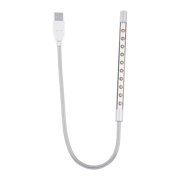 Bærbar, stilful USB-pære med høj lysstyrke, 10 stk. LED-pærer til PC/bærbar computer, sølv