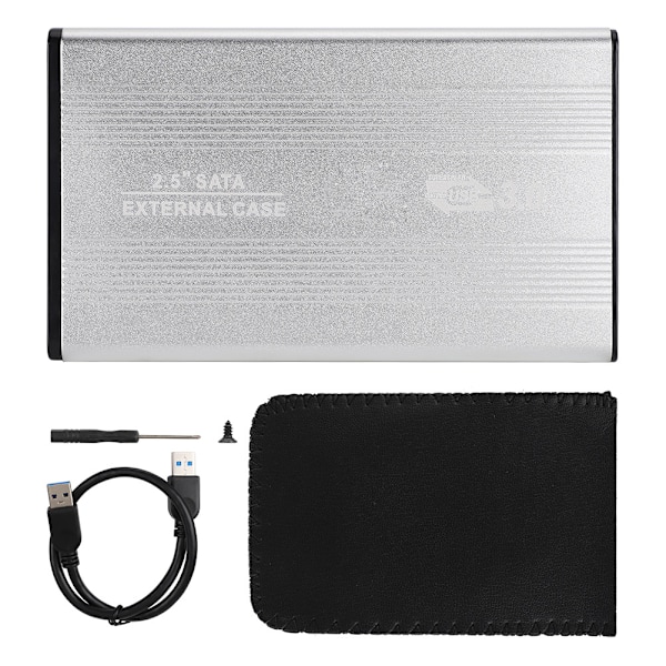 w25ab30 USB3.0 2.5-tums HDD-kabinett SATA Aluminiumlegering Mobil Hårddiskbox HDD-fodral (Silver)