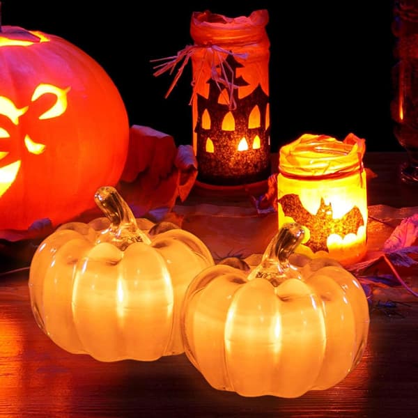 Lysende Græskar | Jack O'Lantern Græskar | Lysende Halloween Græskar, LED Halloween Græskar til Udendørs og Indendørs