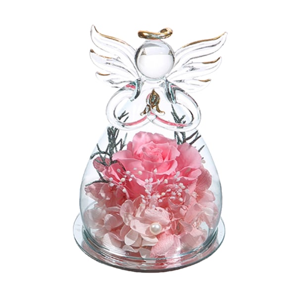 Angel udødelig blomst, rose glass cover, Christmas Valentine's