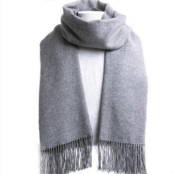 Kasjmirskjerf for menn, ensfarget, Pashmina-skjerf, Lys grå light grey