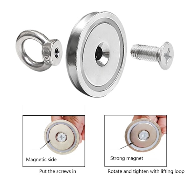 Fiskedragmagnet 794lb Superstark Dragningskraft för Verktyg Tungt Lyft Silver