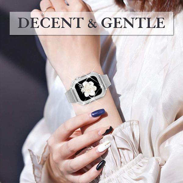 Kompatibel med Apple Watch-armband med fodral, dam flicka rostfritt
