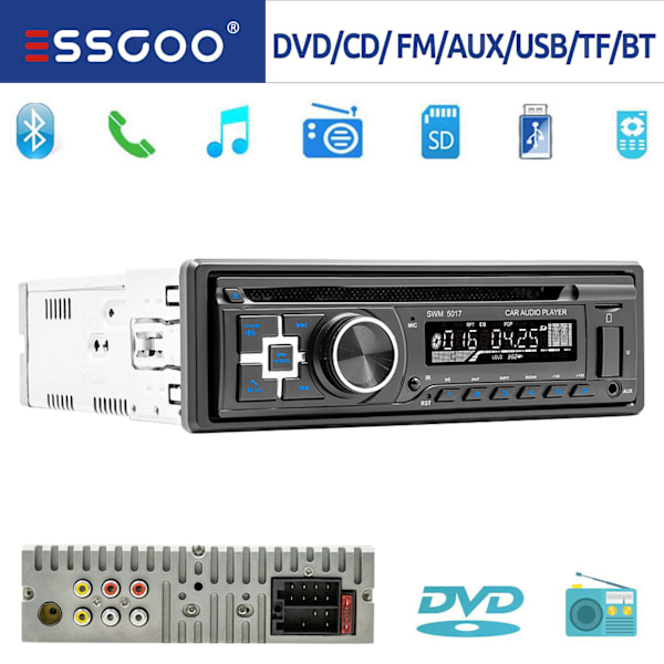 Autoradio mit CD-DVD-Player, MP3, USB, Bluetooth, FM-AUX-Eingang, Radio Single 1 DIN