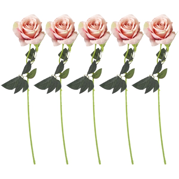 5 stk. Kunstige roser Flanellet Blomster Lange Stilke