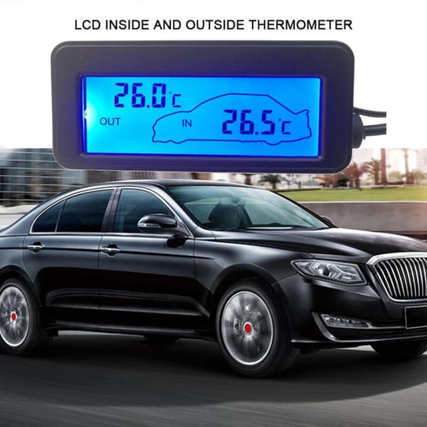 Rnemitery – 12V Digital Biltermometer – LCD-display – Mätning inomhus och utomhus – Enkel Celsiusavläsning