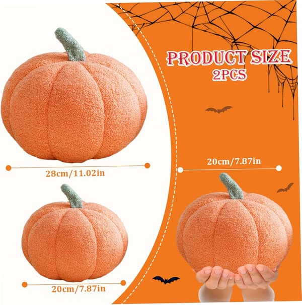 Græskar Pyntepude 2-pak Græskar Pyntepude Blød Halloween Pyntepude Sød 3D-simulering Græskar Sofa Pyntepude Halloween Dekoration Orange