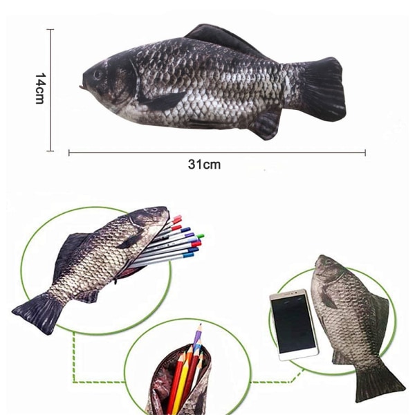 Simulerad fiskformad pennfodral pennväska vattentät penna