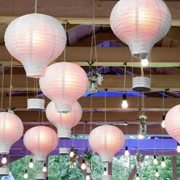 6 stk. Papir lanterne papir varmluftballon hvid papir lanterne