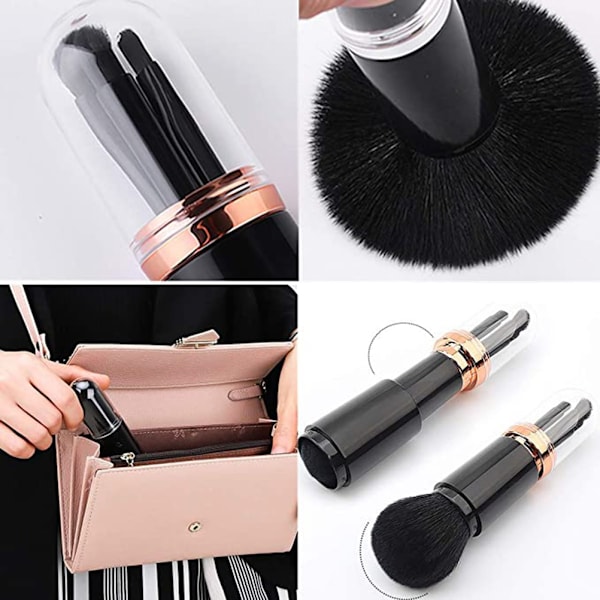 4 i 1 Retractable Makeup Brush Set til Rejse Blush Bronzer Contouring Blending Buffing Eye Shadow Blush Bærbare Makeup Brushes