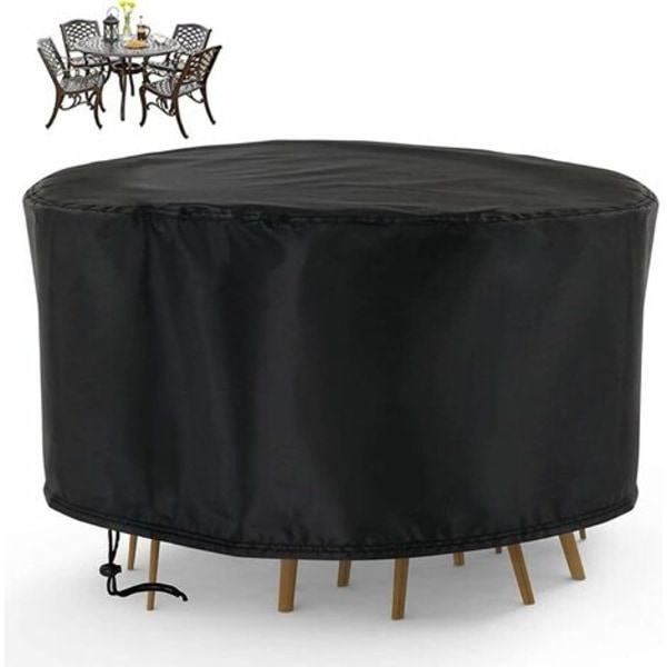 Rundt hageborddeksel Rundt hageborddeksel Vanntett vindtett Anti-UV Rivbestandig 210D Oxford Rundt hageborddeksel, 163x84cm