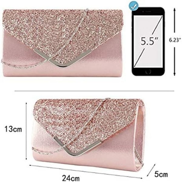 Damen Clutch Glitzer Elegant Abendtasche Glänzend Handtasche Envelope