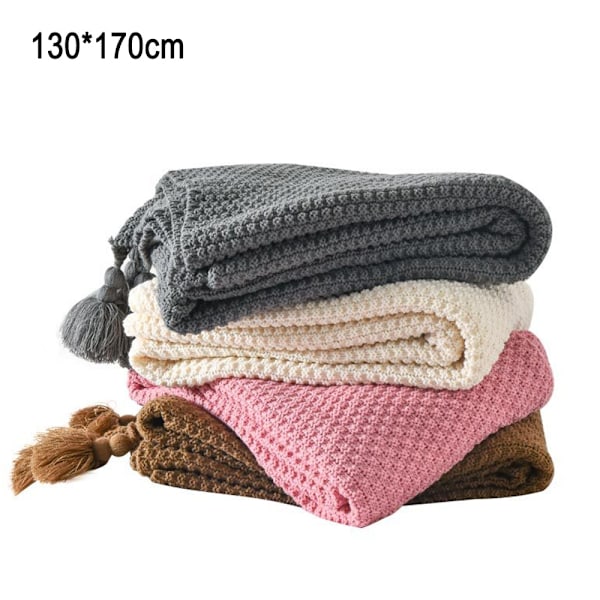 Pledd, myk strikket ullpledd, frynser, boho-pledd