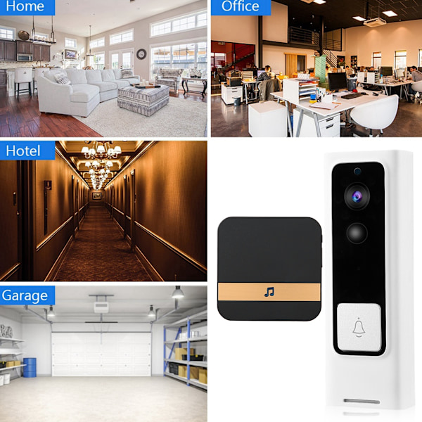 720P HD Trådlös WIFI Videodörrklocka Smart Låg Strömförbrukning Dörrklocka (WIFI+1Dingdong EU)
