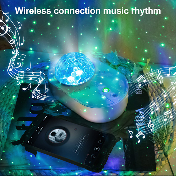 Stjerneprojektor, Natlys Galaxy Projektor Bluetooth Musik Spe