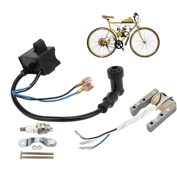 Magneto Stator Spark Plug Ignition Coil CDI Kit Metal Rubber for 49cc‑80cc Motorized Bicycle Bike