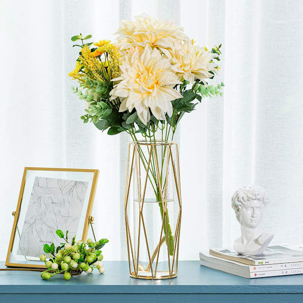 Vase for Pampas Grass, Glass Gold High Floor Vase with