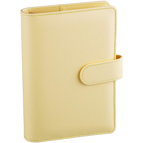 A6 PU Läder Notebook Pärm Återfyllbar 6 Ring Pärm för A6 Yellow