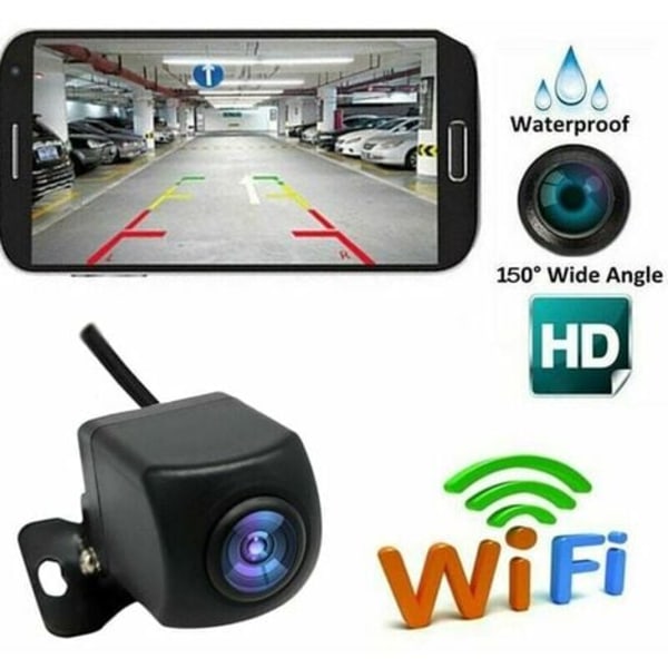 Trådlös säkerhetskopieringskamera Hd Wifi Backupkamera för bil, fordon,