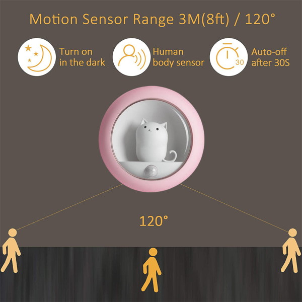 Söt rörelsesensor katt nattlampa för kattälskare flickor med