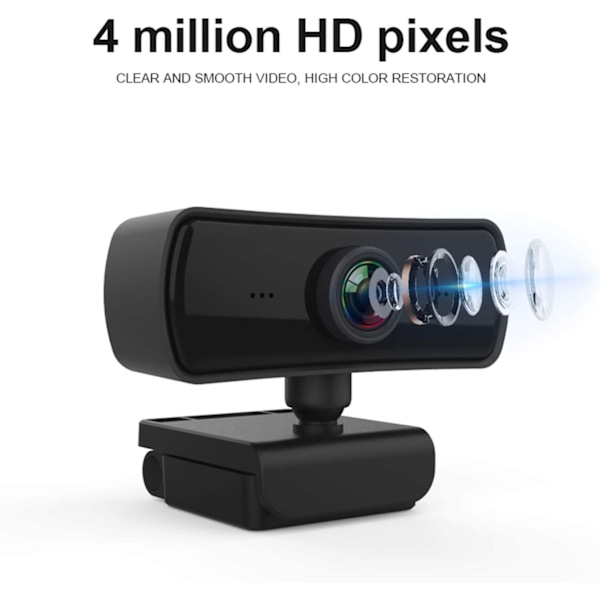 1080P op til 2K webkamera, HD-webkamera med mikrofon og privatliv