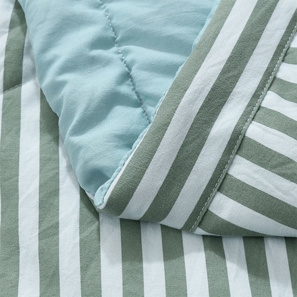 Tvättad Grön Rand Sommar Luftkonditionering Comforter Quilt Täckfilt (S)