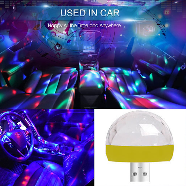 USB Mini Disco Lys, Festlys Ball Lydaktivert, DJ Disk