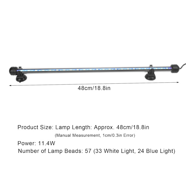 Akvariebelysning Vanntett Akvarielys med LED-lys 3 Moduser Dimbar 100‑240VEU Plugg 48CM