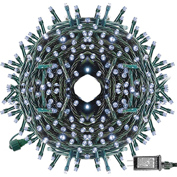 Ljusa 200 LED julslingor, 75 FT Anslutningsbar vattenp White 200 LED