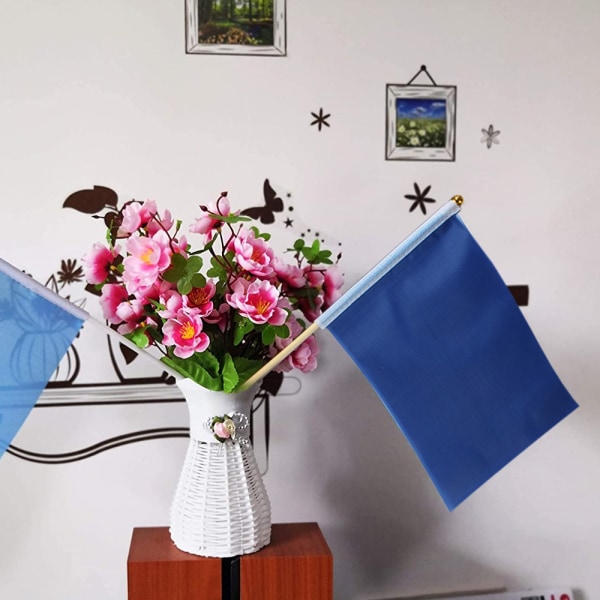 20-pack med små flaggor på pinne, enfärgade DIY-flaggor för fester
