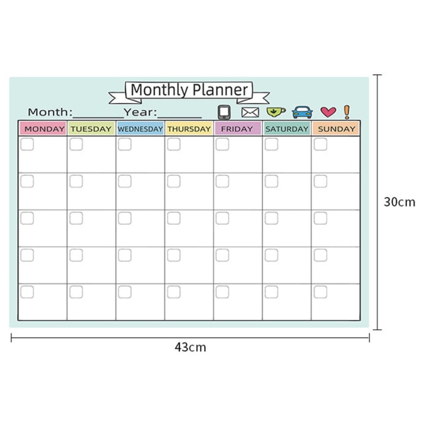 Magnetisk tør-slet kalender - lodret kalender til