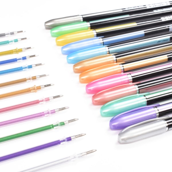 48 Gel Pen Sæt Metallic Pastel Glitter Neon Marker Pen