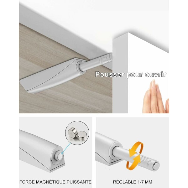 Tryck för att öppna magnet skåpdörr 4 stycken magnetisk trycköppningslås tryck skåp magnetisk stängning för skåp tryck för att öppna system lådsdämpare