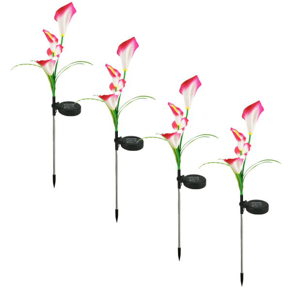 4-pakning med 16 LED solcelledrevne hagelys, Calla-lys, for hage,