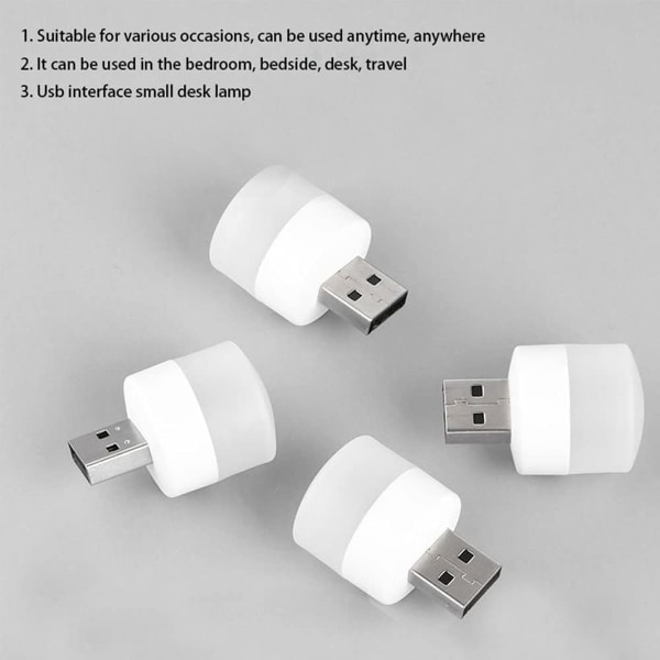 Yöllä USB-valo, mini LED-lamppu, pistoke, lämmin valkoinen, sopiva