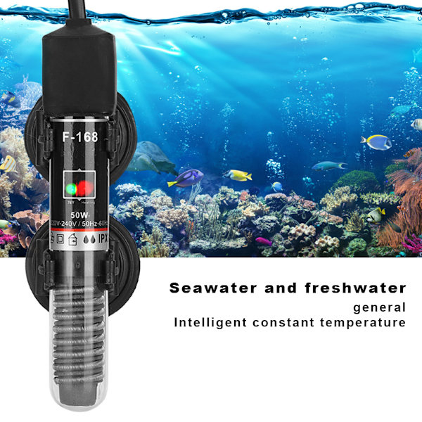 50W Akvarievarmerstang Mini Fisktanke Konstant Temperatur 26℃ EU Stik 220V‑240V