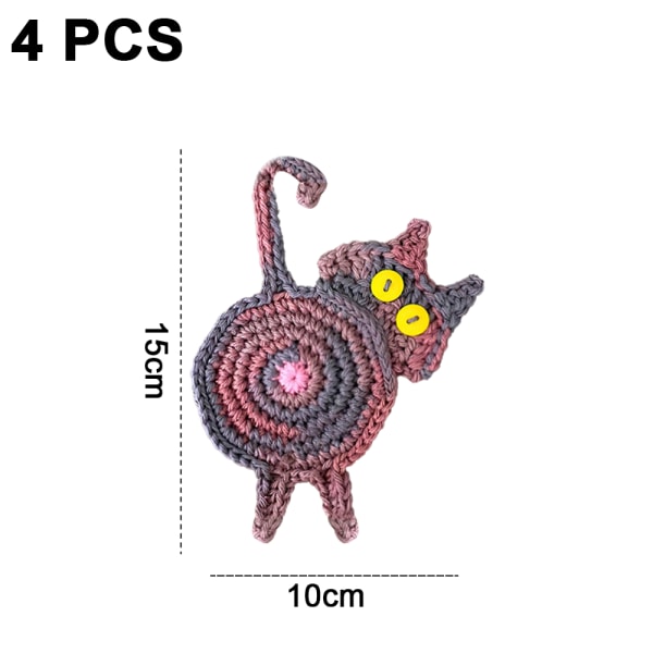 Sæt med sjove kattekrochet-drikkeunderlag - Gave til katteelskere