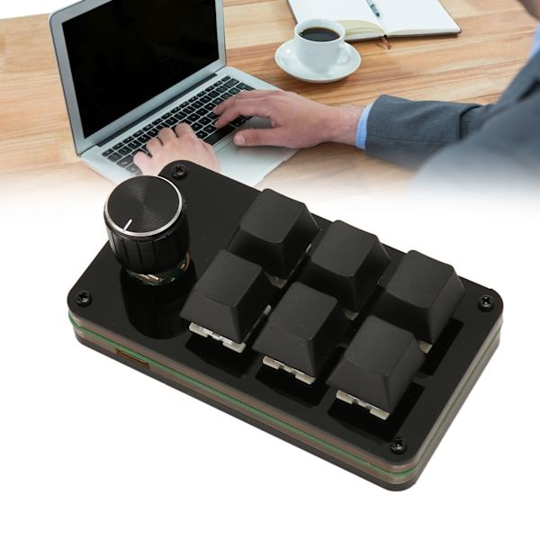 Mini 6-tasters tastatur med knott Hot Swappable Blå bryter Mekanisk tastatur Makro programmeringstastatur for arbeidsspill