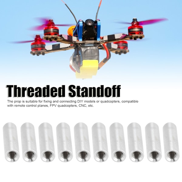 10 st Avståndshållare i Aluminiumlegering, gängad rund kolonn, distans för Quadcopter DIY-modell M4x0.7mm22mm