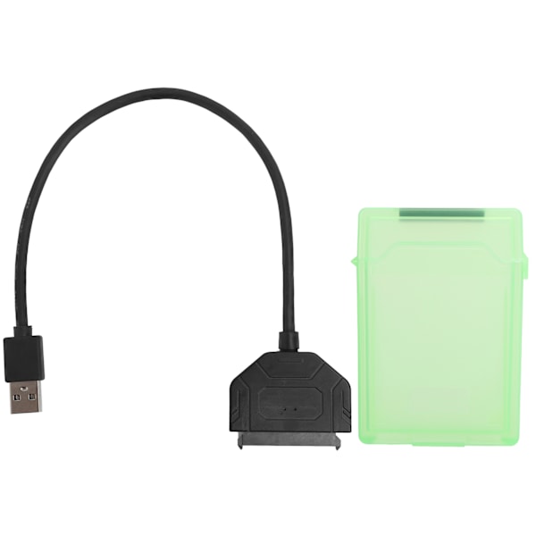 2,5in SATA USB 3.0 Adapter SSD HDD Harddisk Kabel Datamaskin Tilbehør Beskyttelsesboks (Grønn)