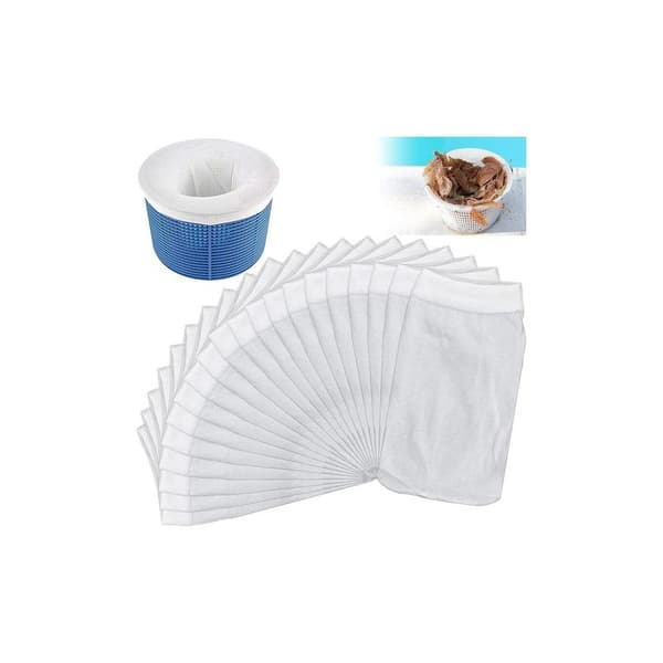 Pakke med 20 poolskimmerfiltre, poolskimmerstrømper. Holdbare elastiske nylon poolskimmerstrømper.