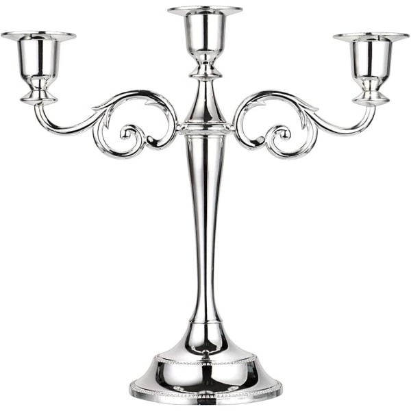 3 Arms Metal Candelabra Candlestick Silver European Elegant