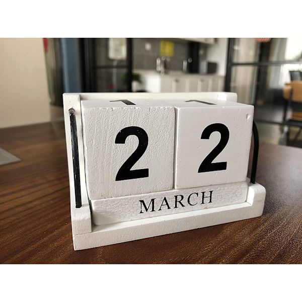 Træblok Kalender Vintage Evigvarende Blokke med Måned Dato