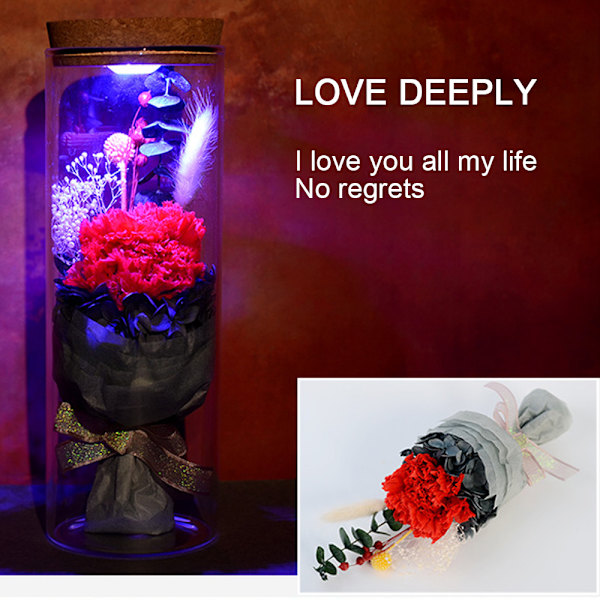 Äkta evig blomma önskeflaska lampa med fjärrkontroll LED
