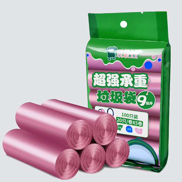 Tjocka Plastpåsar för Soptunnor, Stora Sopsäckar, Extra Tjocka, Robust (Rosa - 100 st)