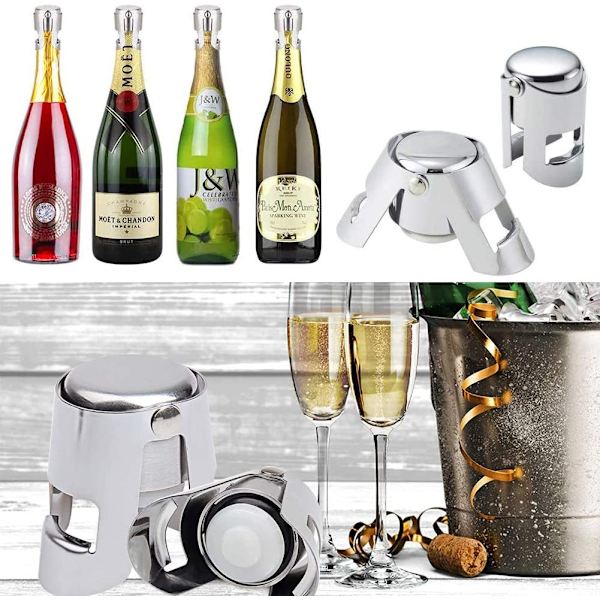 Bouchons à Champagne, 4 Pcs Bouchons Acier Inoxydable pour