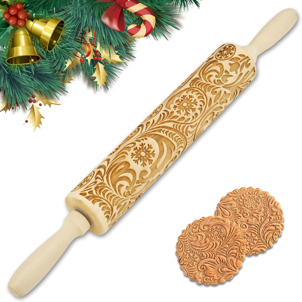 Embossed Wooden Rolling Pin, Engraved Embossing Rolling Pins