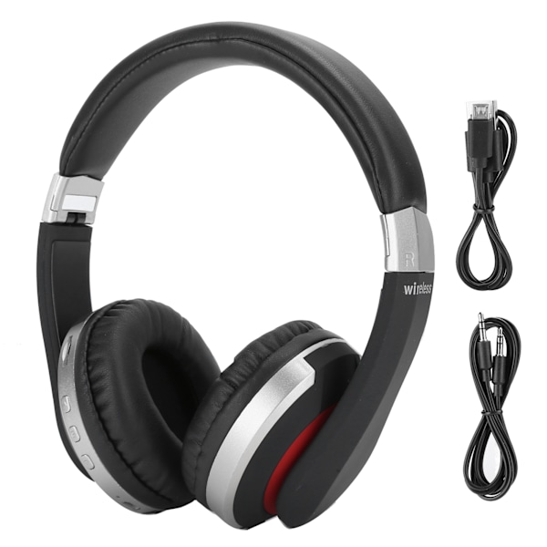 Vikbart Bluetooth Headset Trådlösa Over Ear Stereo Headset med Mikrofon Gaming Hörlurar Silver