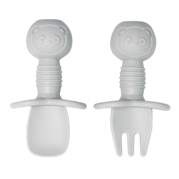 Silikon Baby Gaffel og Skje Sett, Baby Led Weaning Utensils,