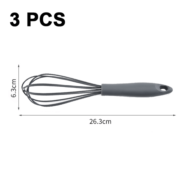 Silikonivatkain, ruostumattomasta teräksestä valmistettu vispiläsarja 3 -pallo